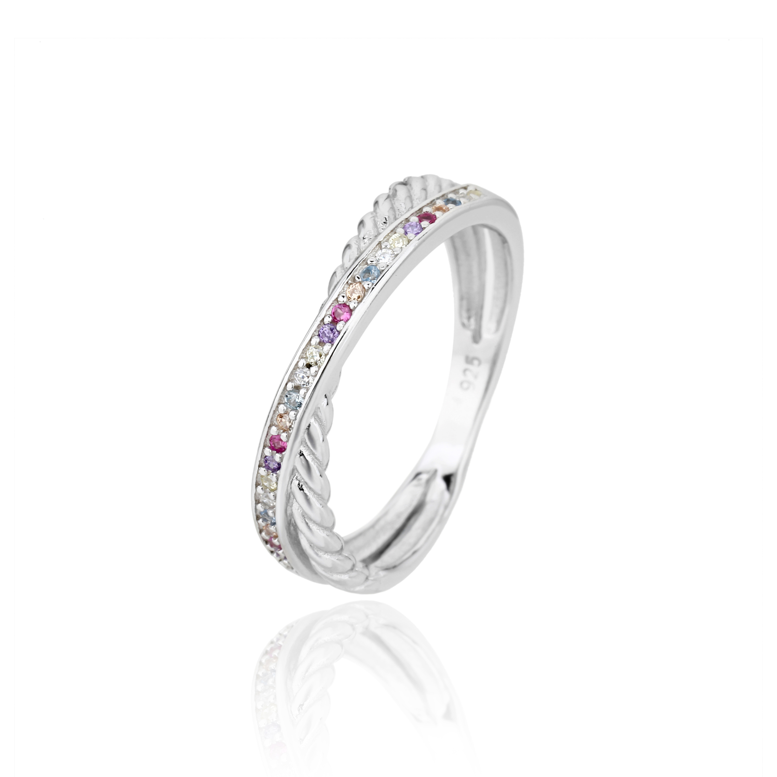 10026282 Pierścionek srebrny pr.925 z cyrkoniami